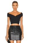 Rta Black Guadalupe Corset Cotton Crop Top In Black