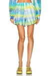 Cotton Citizen Multicolor Santorini Shorts In Limelight Tie Dye