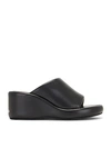 Balenciaga 75mm Rise Leather Wedge Slide Sandals In Black