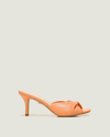 Veronica Beard Melli Twist Leather Kitten-heel Sandals In Apricot