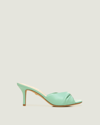Veronica Beard Melli Twist Leather Kitten-heel Sandals In Ocean Blue
