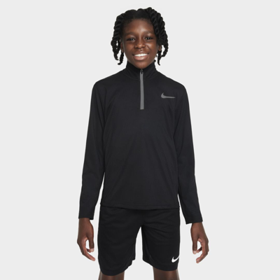 Nike Kids' Boys Dri-fit Poly+ Loose-fit 1/4-zip Training T-shirt In Black