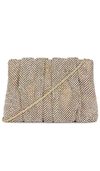 Loeffler Randall Ember Crystal Gathered Clutch In Metallic Gold