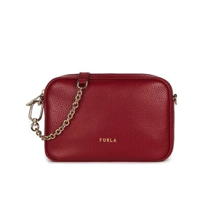 Pre-owned Furla Woman Crossbody Bag  Real Mini Shoulder In Cherry Red Leather For Women