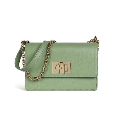 Pre-owned Furla Woman Crossbody Bag  1927 S Shoulder Fashion Pastel Green Leather For Women