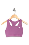 Nike Swoosh Racerback Sports Bra In Light Bordeaux/ White