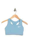 Nike Swoosh Racerback Sports Bra In 494 Worn Blue