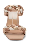 Dolce Vita Paily White Striped High Heel Slide Sandal Heels In Natural Multi Leather