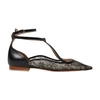 Scarosso Gae Floral-lace Ballerina Shoes In Black Lace