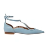 Scarosso Gae Pointed Ballerina Shoes In Light Blue Calf