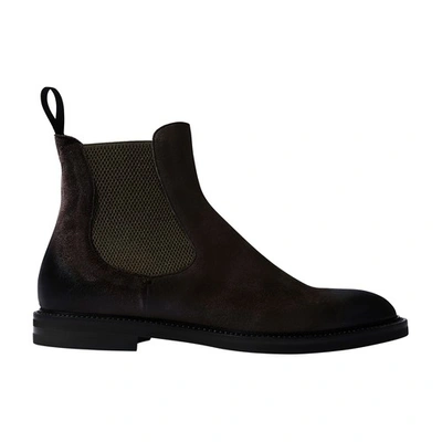 Scarosso Hunter Chelsea Boots In Brown Suede
