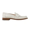 Scarosso Harper Leather Penny Loafers In White Calf Leather