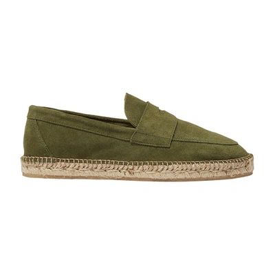 Scarosso Diego 黄麻鞋底绒面皮草编鞋 In Green - Suede Leather