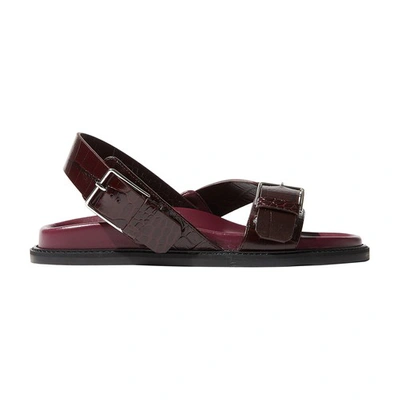 Scarosso Haily Sandals In Burgundy - Croco-printed