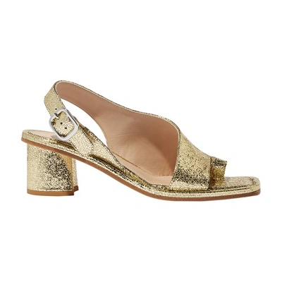 Scarosso Jill Slingback 65mm Leather Sandals In Gold - Calf Leather
