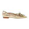 Scarosso Pointed Toe Ballerina Pumps In Gold_calf_leather