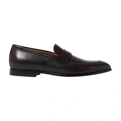 Scarosso Gregory Leather Loafers In Brown Calf Leather
