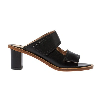 Scarosso Leather Cut-out Mules In Black Calf