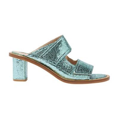 Scarosso Kristy Metallic 60mm Leather Sandals In Green Calf