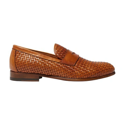 Scarosso Delfina Woven Leather Loafers In Cognac - Calf Leather