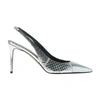 Scarosso X Brian Atwood Sutton Slingback Pumps In Silver Elaphe