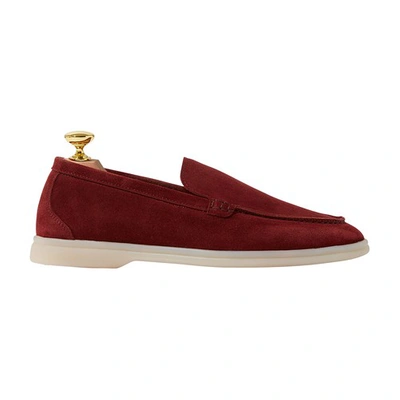 Scarosso Ludovica Flat Loafers In Burgundy Suede