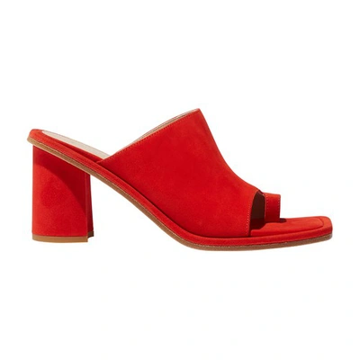 Scarosso Gwen 85mm Suede Mules In Red - Suede Leather