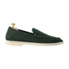Scarosso Ludovico Loafers In Green Suede
