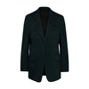 Bottega Veneta Belted Leather-trimmed Grain De Poudre Wool-blend Blazer In Inkwell