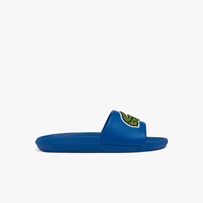 Lacoste Men's Croco Logo Strap Slides - 11 In Blue