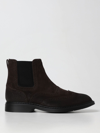 Hogan Man Ankle Boots Brown Size 10 Soft Leather In Dark