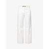 Valentino Cropped Embellished Cotton-blend Gabardine Wide-leg Pants In Bianco Ottico