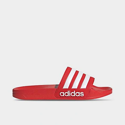 Adidas Originals Adilette Shower Slide In Vivid Red/footwear White/vivid Red