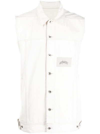 Rick Owens Sleeveless Denim Jacket In 01 White