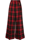 Roberto Cavalli Plaid Wide-leg Trousers In Red