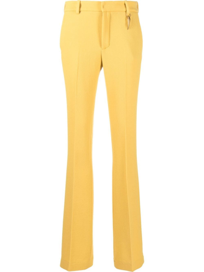 Roberto Cavalli Straight-leg Virgin-wool Trousers In Yellow
