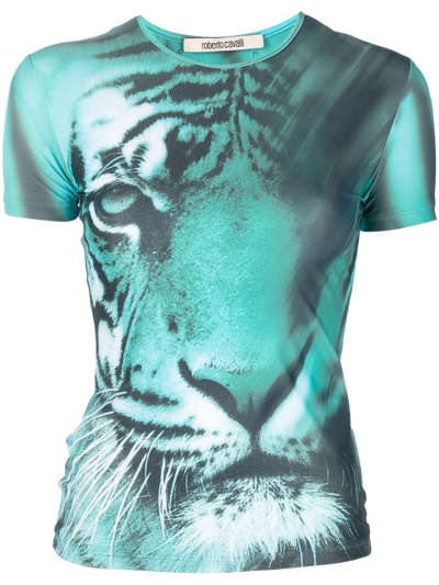 Roberto Cavalli Tiger-print T-shirt In Neutrals