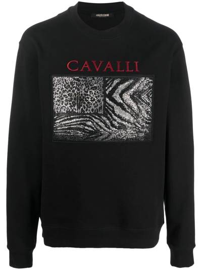 Roberto Cavalli Logo-print Sweatshirt In Black