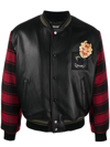 Roberto Cavalli Plaid-sleeves Bomber Jacket In Black