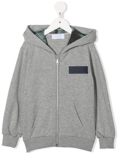 Roberto Cavalli Junior Kids' Logo-patch Zip-front Hoodie In Grey