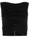 Versace Ruched Boat-neck Stretch-crepe Top In Black
