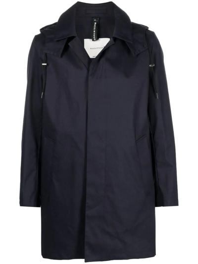 Mackintosh Cambridge Hood Cotton Coat In Blue