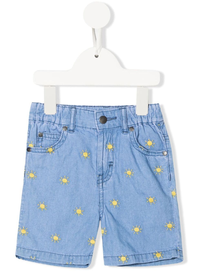Stella Mccartney Babies' Sunshine-embroidered Denim Shorts In Blue