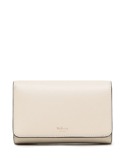 Mulberry Pebbled Logo Lettering Wallet In Neutrals