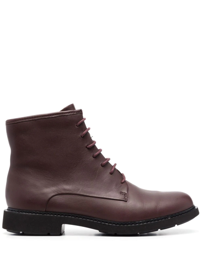 Camper Ankle Lace-up Fastening Boots In Brown