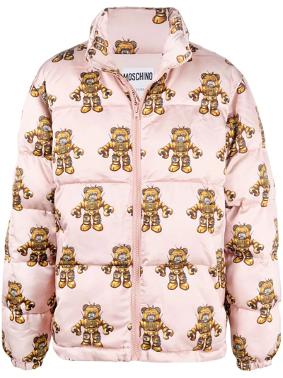 MOSCHINO GRAPHIC-PRINT PADDED COAT