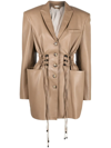 The Mannei Ruched-detail Single-breasted Jacket In Brown
