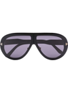 Tom Ford Black Troy Aviator-style Sunglasses In Black
