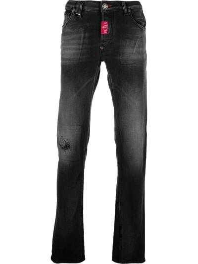 Philipp Plein Logo-plaque Skinny-cut Jeans In Nero