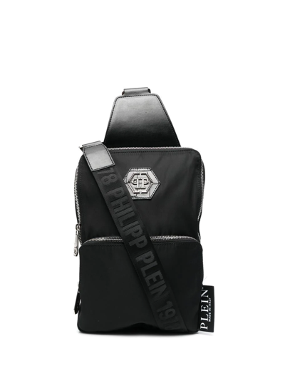 Philipp Plein Hexagon Logo Plaque Shoulder Bag In Black